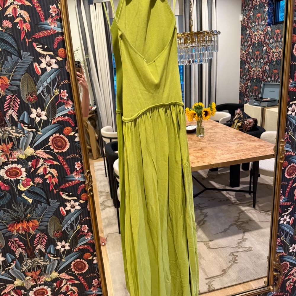 Solid And Striped Chartreuse Halter Maxi - image 4